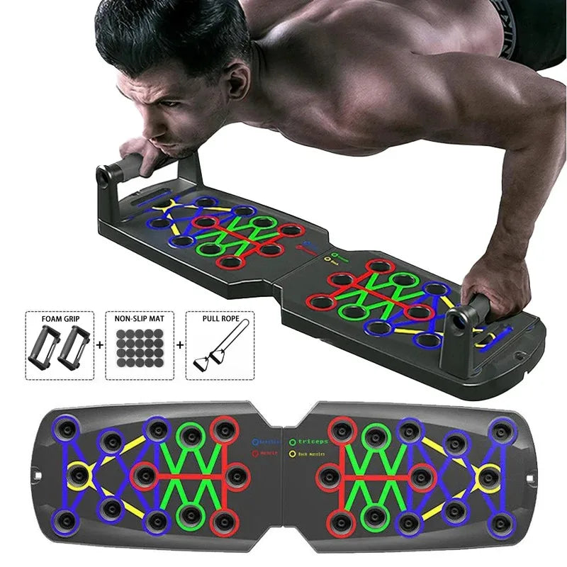 Folding Push-Up Board Support Muscle Exercise Multifunctional Fitness Equipment for Chest Abdomen Arms and Back Training